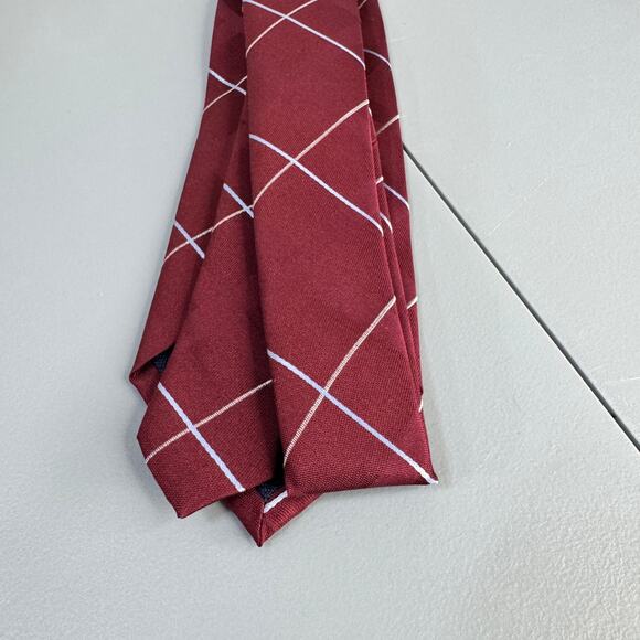 MICHAEL KORS Men's Silk Blend Tie York Grid Burgandy NEW MSRP: $69.50 - Picture 7 of 10